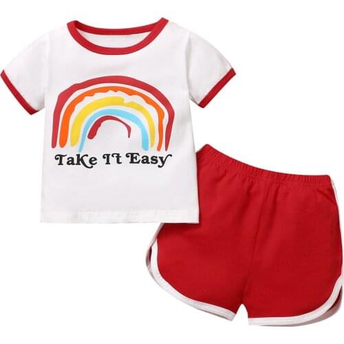 Lioraitiin 1-6Years Childrens Clothing Set Toddler Baby Girl Summer 2Pcs Short Sleeve T-Shirt Top Shorts Outfit