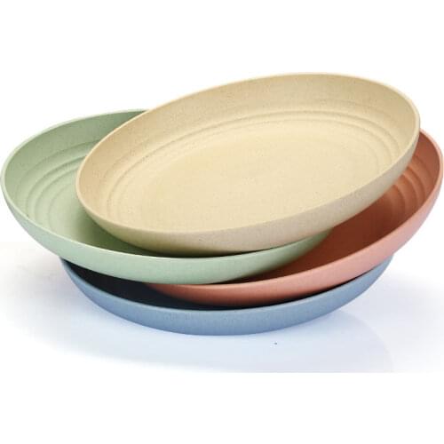 Lightweight Wheat Straw Plates 4pcs Unbreakable Dishes and Plates Sets Non-toxin Safe Healthy for Kids Children Adult 20/23/25cm