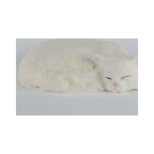 Cute simulation white cat toy polyethylene & furs sleeping cat model gift 27x6x20cm 0892