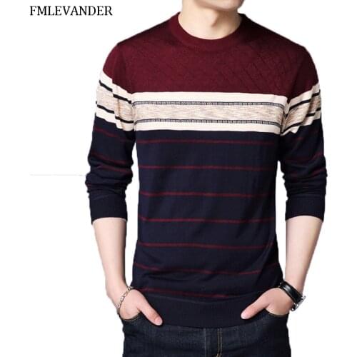 Hombre 2019 Plus Sizes 4XL 45% Wool O-neck Knitted Sweater Mens Sweater