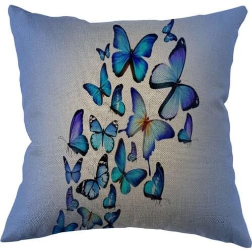 Art Butterfly Cushion Pillow Tent,Office, Home Cotton Linen Zippered Pillowcase Family Home Accessories Customizable One Side