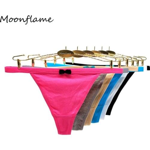 Moonflame 5 pcs/lot New Arrival 2020 Tanga Sexy Lingerie Cotton Thong Underwear M L XL 87363