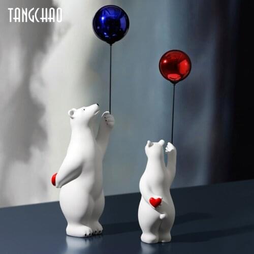 Balloon Bear Figurines Animals Figurines Resin Tabletop Statues Creative Characters Home Decoration Fashion Interior Room Decor