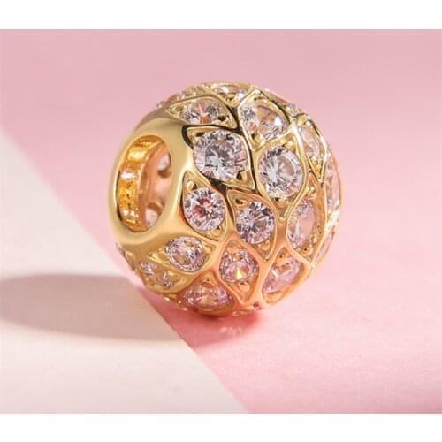 New Autumn Shine Sparkling Pattern Charms fit 925 sterling silver beads charm bracelets DIY accessories for women Christmas gift