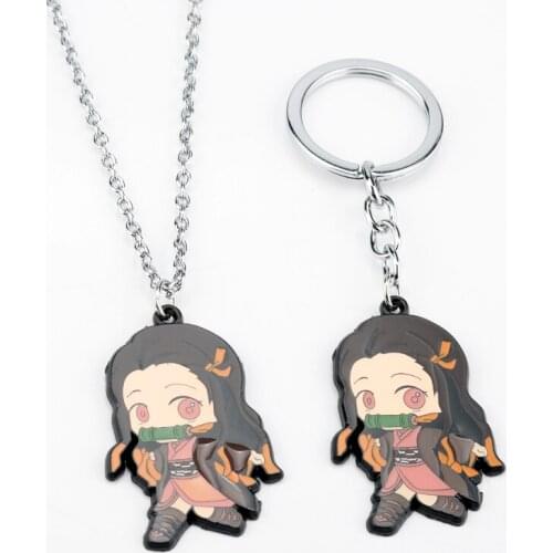 Demon Slayer Q Version Character Pendant Necklaces Kamado Nezuko Necklaces Cartoon Jewelry Gift