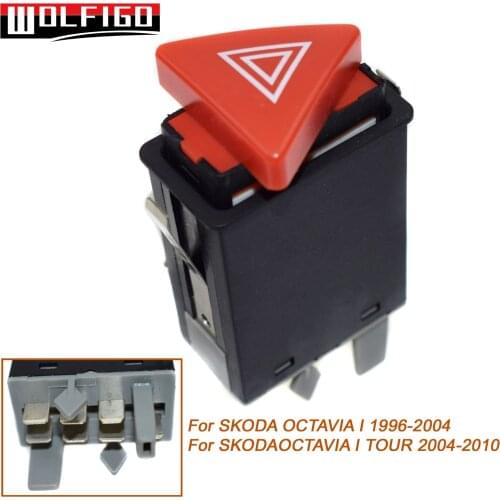 WOLFIGO New Hazard Warning Flash Switch Emergency Light Switch 1U0953235B for Skoda Octavia I 1996-2004 OCTAVIA I TOUR 2004-2010
