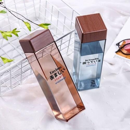 Embed Life Fashion Lifestyle Outdoor Drink Water Bottle 500ml Plastic Portable Traveling Square Leakproof Drinkware Bottles