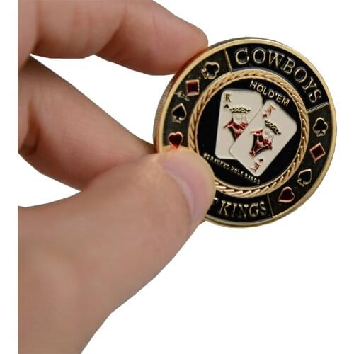 Poker Card Guard Protector Metal Token Coin with Plastic Cover Poker Chip Texas Cowboys PAIR OF KINGS Dealer Button