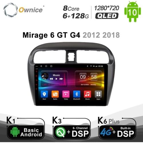 QLED 9" 8 Core Android 10.0 Car radio 6+128G for Mitsubishi Mirage GT G4 2014 2017 GPS Navi 4G LTE DSP 1280*720 Optical BT 5.0
