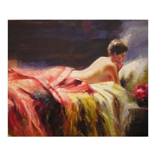 Hand Painted Home Decor Canvas Painting Taking A Rest II-Nude Oil Painting Wall Art-Modern Canvas Art Wall Decor