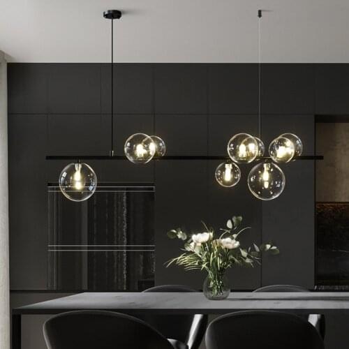 Nordic Glass Ball Chandelier Light Modern Dinning Room Light Fixture Decor Hanging Light Suspension LED Lamp