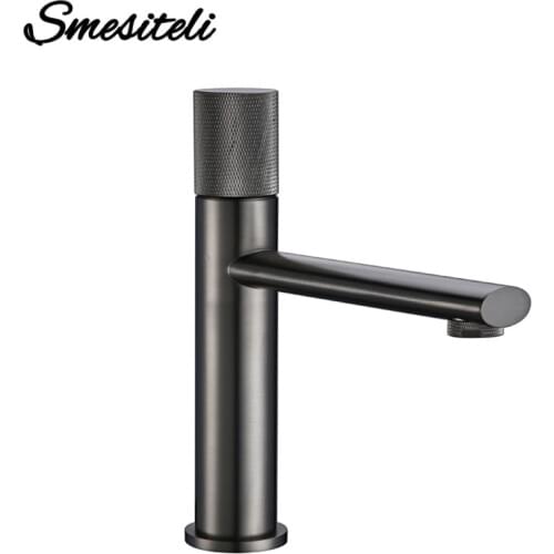 Smesiteli Gun Grey Bathroom Sink Ceramic Core Faucet Deck Mounted Cold And Hot Bathroom Faucet Single Handle Mixer Basin Tap