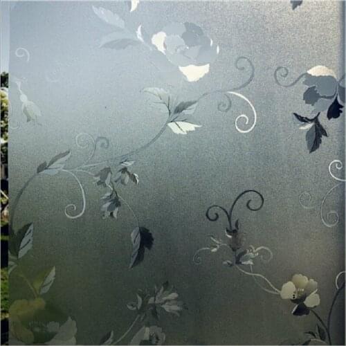 Static Cling Window Film Frosted Peony Pattern Home Decoration Privacy Protection UV-Proof Explosion-Proof Reusable Glass Foil