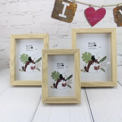 Solid Wood Glass Photo Frame 6 Inch 7 Inch 8 Inch Wooden Table Set Zakka Groceries Strange Thought Cat Decoration Picture Frame