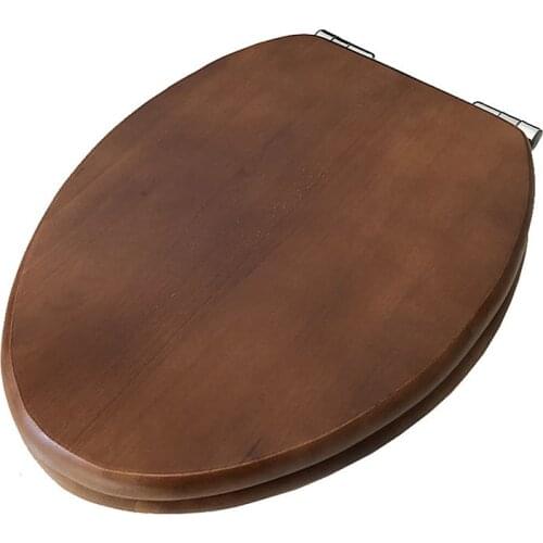 Thickened solid wood buffer toilet seats,V-type slow-Close toilet seats cover,toilet seats lid stainless steel hinged,J18324