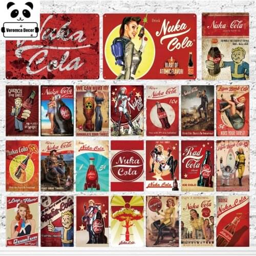 Nuka Cola Vintage Tin Metal Sign Beer Wall Sticker Decorative Plaques Retro Pub Bar Pub Club Man Cave Metal Posters