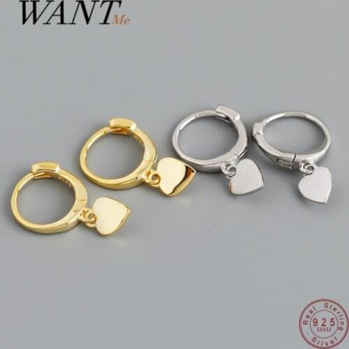 WANTME Genuine 925 Sterling Silver Lovely Romantic Love Heart Stud Earrings for Women Chic Minimalist Teen Party Jewelry Gift