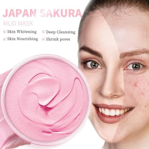 Sakura Clay Mask Deep Cleansing Whitening Repair Skin Mud Korean Face Mask Oil Control Shrink Pores Skin Care 80g