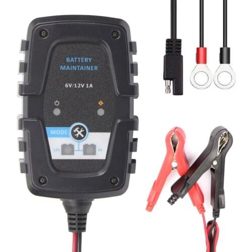 FOXSUR 6V 12V 1A Motorcycle Scooter Autocycle Autobike Car Automatic Smart Battery Charger Maintainer AGM VRLA Battery Charger