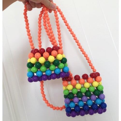 The New 2020 HandMade Beaded Girls Hit Color Handbag Sweet Change Across a Small Bag