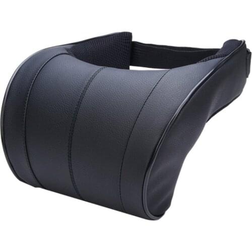1Pcs Pu Leather Auto Car Neck Pillow Memory Foam Pillows Neck Rest Seat Headrest Cushion Pad Black