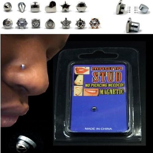 1Pc Fake Cheater Non Pierced Magnetic Ear Lip Labret Nose Ring Stud Body Jewelry No Piercing Magnetic Tunnel Plugs Earring