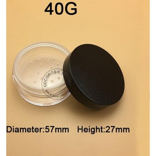 10PCS 40ml loose Powder Jar with Sifter contain 20g face foundation minerals powder with black lid 60g plastic container
