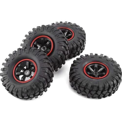 4Pcs 1.9 Inch 96mm 1/10 Scale Tires with Wheel Rim for 1/10 SCX10 Tamiya CC01 D90 CC01 RC Rock Crawler Parts