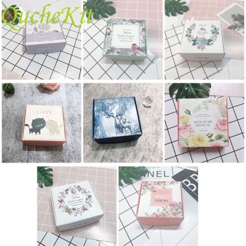 50pcs Flower Paper Gift Box For Business Packaging Handmade Soap Jewelry Case Wedding Christmas Party Favors Candy Chocolate Box