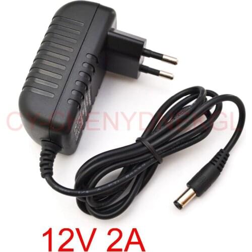 50PCS High quality 12V 2A AC 100V-240V Converter IC power Adapter DC 2000mA 24W Power Supply EU Plug DC 5.5mm x 2.1 New