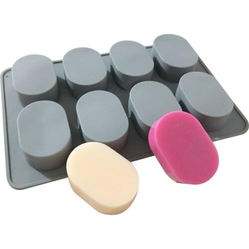 8 Cavity 6.5cm Oval Silicone Soap Mold for Handmade Craft DIY Soap Making Tools Molds Form Loaf Mould