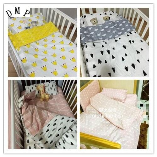 Promotion! 3PCS baby crib bedding set bed linen cotton curtain baby sets ,include(Duvet Cover/Sheet/Pillow Cover)