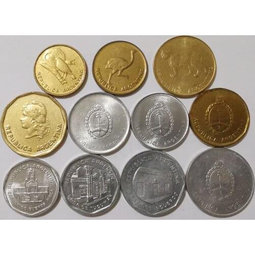 Argentina 1980-90 1/2 Cent-1000 Pesos11pieces/full Set Unc Real Original Coins Collection