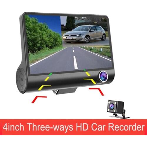 Car DVR Dash Cam 3 Camera Lens 4.0 Inch Dual Lens with Rear Camera G-Sensor 1080P Night Vision For Android GPS Navigation