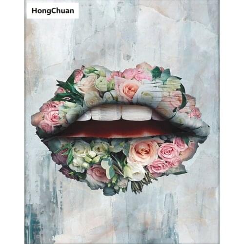 Fast delivery 5D diamond painting lips scenery DIY mural square rhinestone mosaic round embroidery home decoration gifts