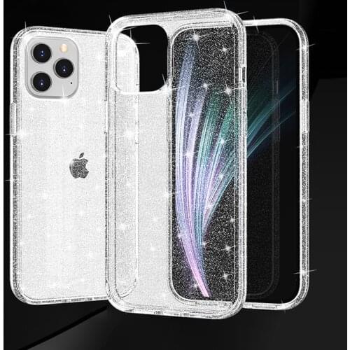 For iPhone 7 6 8 Plus Case Luxury Glitter Bling Transparent Soft TPU Silicone Clear Cover For iPhone 11 12 Pro X XR XS Max Coque