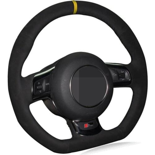 Car Steering Wheel Cover DIY Black Genuine Leather Suede For Audi A3 S3 (8P) Sportback 2008-2012 R8 TT TTS (8J) 2006-2014