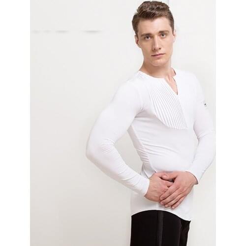 Cheap Latin Dance Shirts For Males White Grey Black Color Modal Shirt High Quality Men Chacha Professional Ballroom Jackets E013