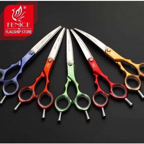 Fenice 6.0 inch Colorful Pets Grooming Curved Scissors Alumnium Handle for Pets Dogs Hair Cut Japan VG 10