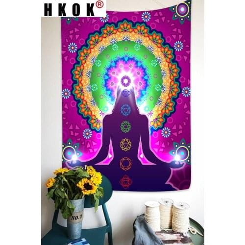 HKOK Nazarite Yoga Meditation Tapestry Chakra Art Hippie Mandala Wall Hanging Tapestries for Living Room Bedroom Dorm Home Decor