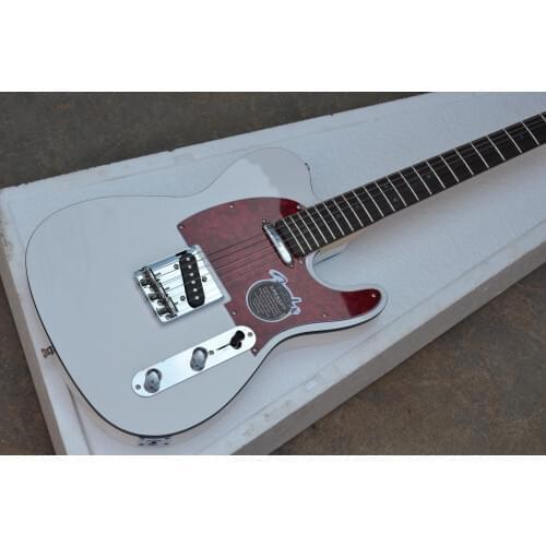Factory wholesale classic 6 string electric guitar, pure white body, red armor panel, free delivery