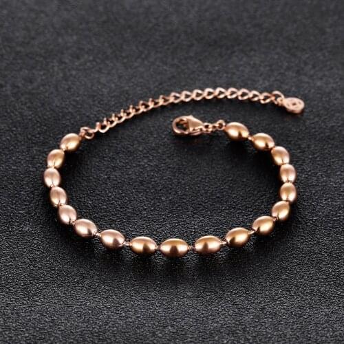 Korean Fashion Beaded Bracelet Simple Titanium Steel Plated Rose Gold Color Womens Bracelets Trendy 2020 Inspirational Jewelry