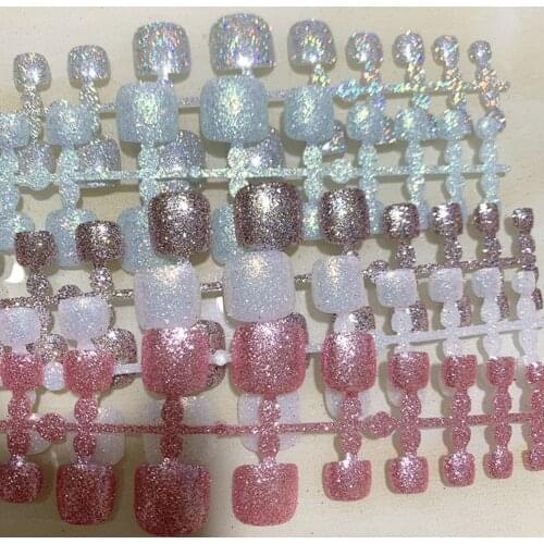 Summer Toenails False Nails Solid Color Glossy Polishing Fake Nails Finished Strip Toe Nail Patch Tips for Nails Art Manicure