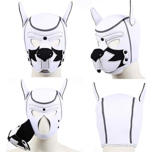 Puppy Play Dog Party Mask Soft Padded Neoprene Foxhound Hood Mask SM Slave Full Head Bondage Pet Role Play Couple Flirt Sex Toys