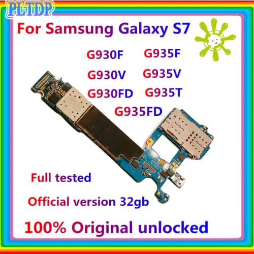 Mainboard For Samsung Galaxy S7 G930F G930V G930FD G935F G935V G935T G935FD Motherboard 32gb Single /Dual Sim Card board unlock