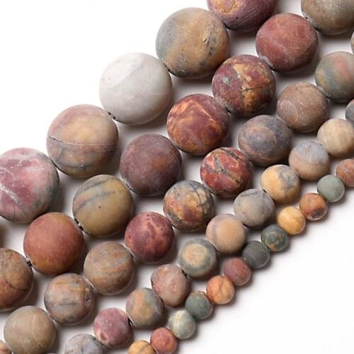 Wholesale 4mm 6mm 8mm 10mm 12mm Natural Stone Beads Dull Polish Matte Picasso Stone Round Loose Beads For Jewelry Making 15inche