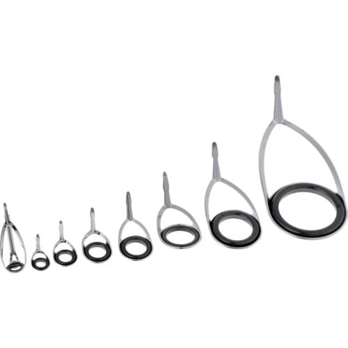 8 Pieces Stainless Steel Fishing Rod Guide Set Rod Guide Tip Ring Hook