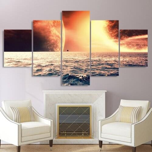Hd Wall Art Posters Modern Sea Painting and Prints Printing Canvas Paintings Home Decoration Five-Piece Set Without Frame Mural