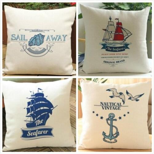 New Ocean sailing boat room printed linen cushion cover Cushion sofa bed car home Dec wholesale FG108