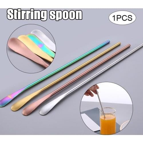 NEW Korean Style Long Handle Mixing Spoon 304 Stainless Steel Wine Coffee Stirring Spoon Stirring Rod